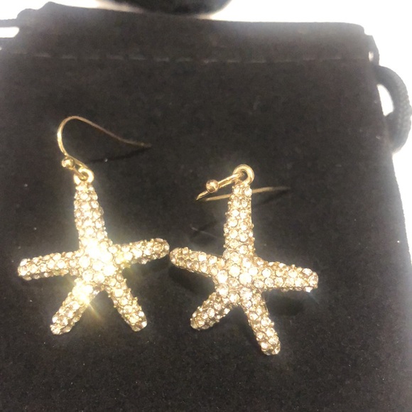Cubic Zirconia Pavé Starfish Earrings-Boutique - Picture 3 of 4